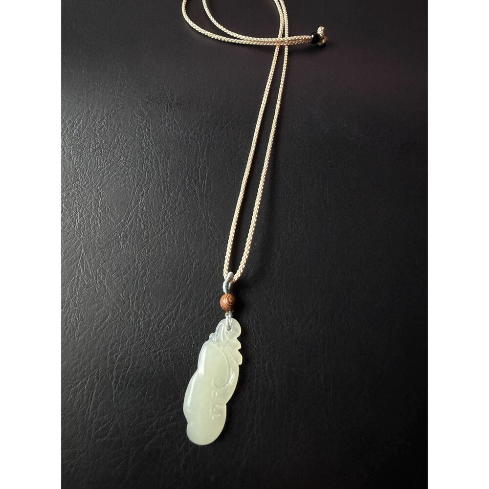 Natural White Jade Ruyi Pendant Necklace, OOAK Carved Lucky Charm minimalist